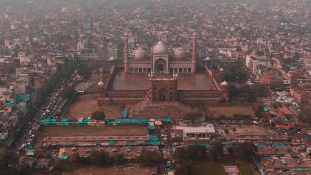 Delhi Hindistan Akshardham Tapınağı Hava Aracı Görüntüleri — Stok video