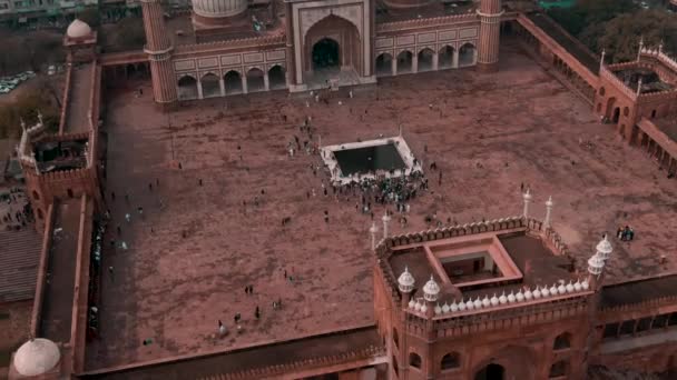 Jama Masjid Största Moskén Indien New Delhi Antenn Drönare Visa — Stockvideo