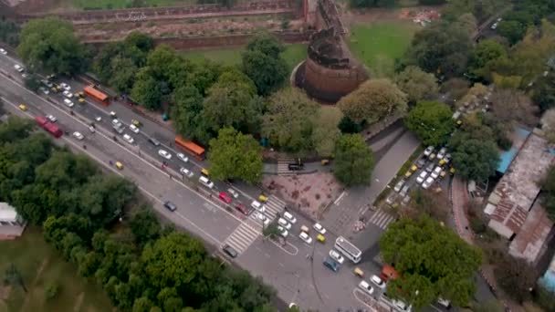 Camino Delhi India Aéreo Secuencias Drones — Vídeo de stock