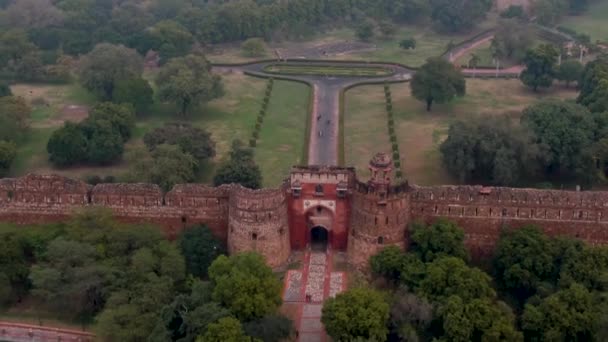 Red Fort Delhi India Air Drone Footage — стокове відео