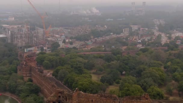 Rode Fort Delhi India Luchtfoto Drone Beelden — Stockvideo