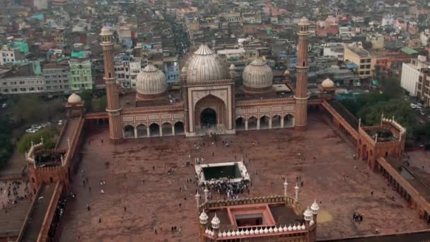 Yeni Delhi Hindistan Jama Mescidi Camii Insansız Hava Aracı Videosu — Stok video