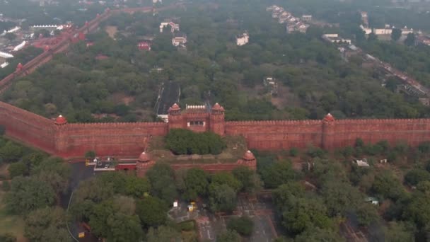 Red Fort Delhi India Air Drone Footage — стокове відео