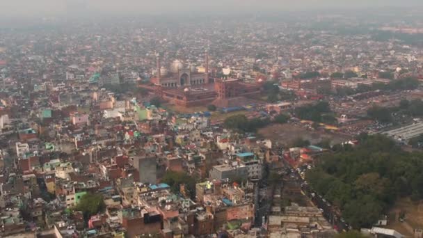 Yeni Delhi Hindistan Jama Mescidi Camii Insansız Hava Aracı Videosu — Stok video