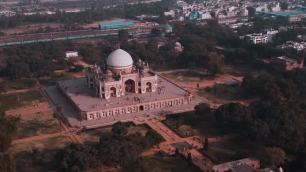 Humayun Graf Delhi India Luchtfoto Drone Beelden — Stockvideo