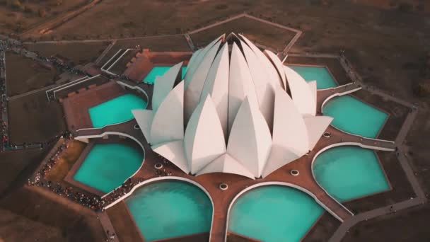 Índia Nova Deli Outubro 2019 Lotus Temple Bahai Aerial — Vídeo de Stock