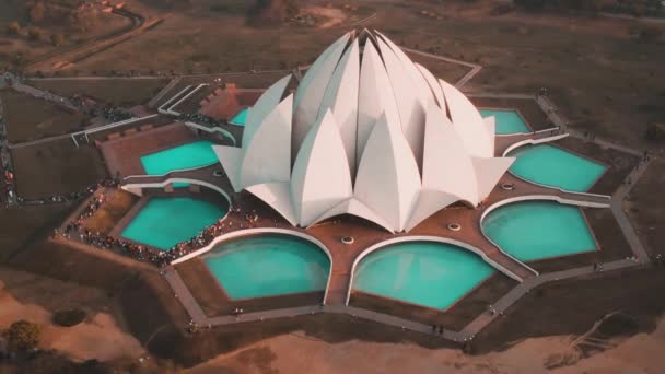 India New Delhi October 2019 Lotus Temple Bahai Aerial — ストック動画