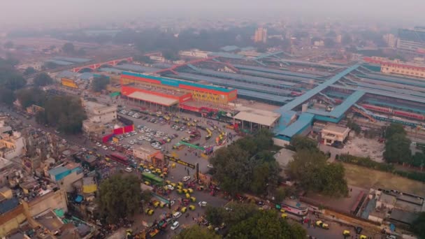 India Delhi Marzo 2019 Stazione Ferroviaria Ndls Delhi India Drone — Video Stock