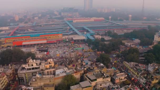 India Delhi Marzo 2019 Stazione Ferroviaria Ndls Delhi India Drone — Video Stock