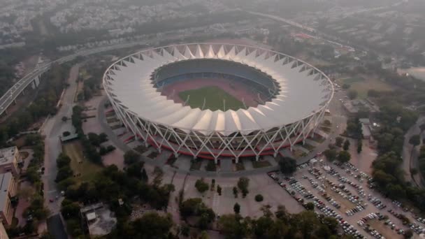 India Delhi 2019 Sportive Stadium Aerial Drone Footage — Stockvideo