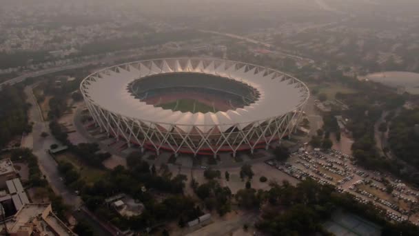 India Delhi 2019 Sportive Stadium Aerial Drone Footage — стоковое видео