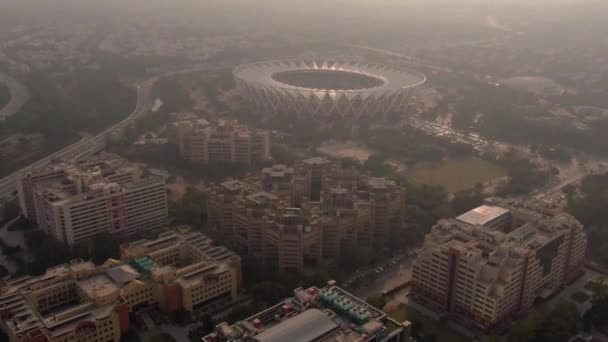 India Delhi 2019 Sportive Stadium Aerial Drone Footage — Stockvideo