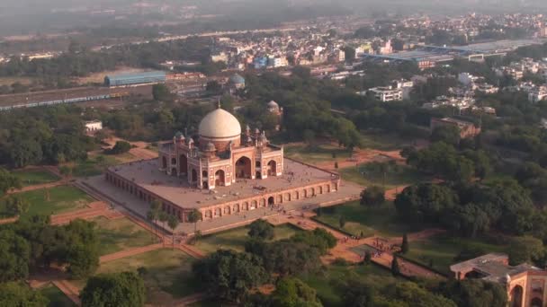 Humayun Delhi Hindistan Daki Mezarı Hava Aracı Görüntüsü — Stok video