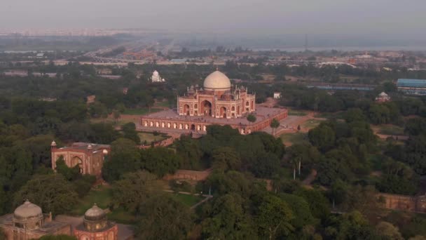 Humayun Tomb Delhi India Aerial Drone Footage — Stock Video