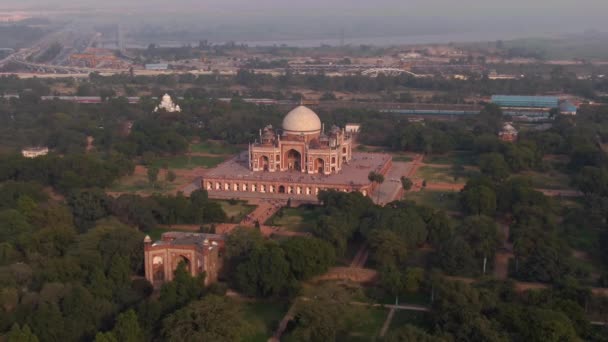 Túmulo Humayun Delhi Índia Imagens Drones Aéreos — Vídeo de Stock