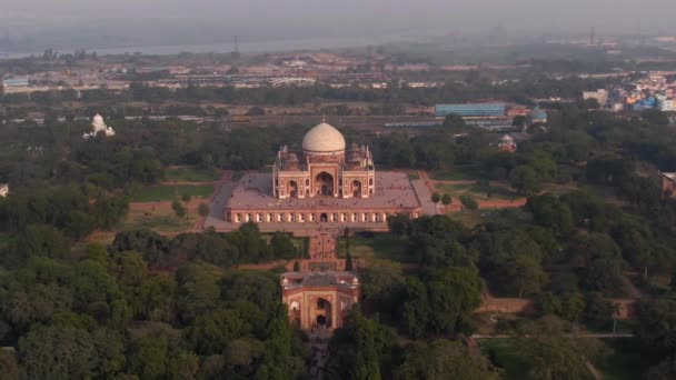 Humayun Graf Delhi India Luchtfoto Drone Beelden — Stockvideo