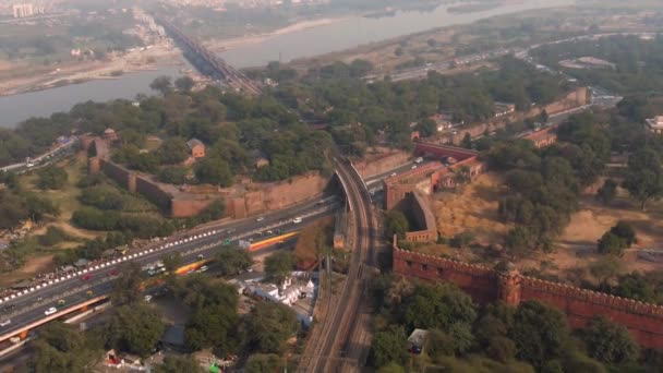 Delhi Hindistan Akshardham Tapınağı Hava Aracı Görüntüleri — Stok video