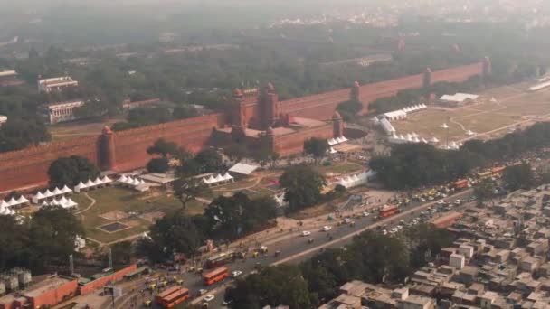 Dillí Indie Akshardham Chrám Letecké Drone Záběry — Stock video