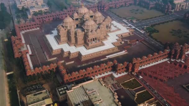 Delhi Inde Temple Akshardham Images Aériennes Drone — Video