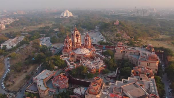 Delhi März 2019 Hare Krishna Tempel Delhi Antenne — Stockvideo