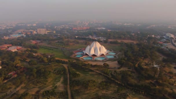 Indie Nové Dillí Říjen 2019 Lotus Temple Bahai Letecký — Stock video