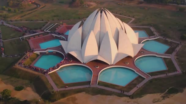 India New Delhi October 2019 Lotus Temple Bahai Aerial — Stockvideo