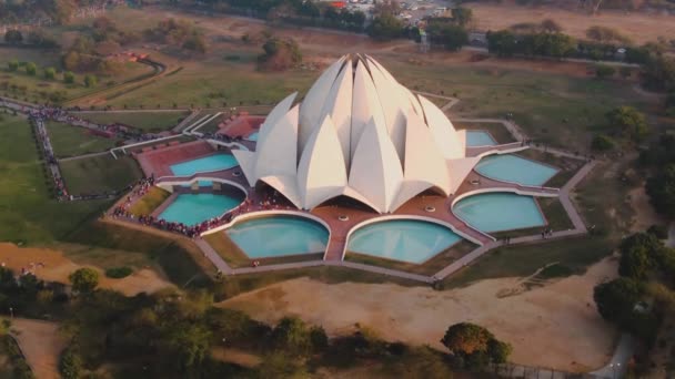 India New Delhi October 2019 Lotus Temple Bahai Aerial — 图库视频影像