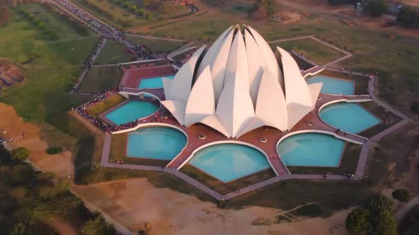 Índia Nova Deli Outubro 2019 Lotus Temple Bahai Aerial — Vídeo de Stock