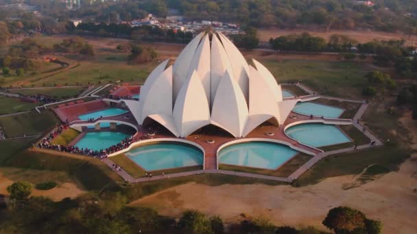 India New Delhi October 2019 Lotus Temple Bahai Aerial — Stockvideo