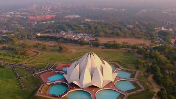 Indie New Delhi Października 2019 Lotos Świątynia Bahai Antena — Wideo stockowe