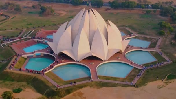 Indien New Delhi Oktober 2019 Lotustempel Bahai Antenne — Stockvideo