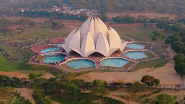 India New Delhi October 2019 Lotus Temple Bahai Aerial — 图库视频影像