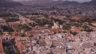 Jaipur şehrinin, Hindistan 'ın, Rajasthan' ın hava görüntüsü, 4k hava aracı görüntüsü.