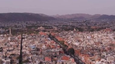 Jaipur şehrinin, Hindistan 'ın, Rajasthan' ın hava görüntüsü, 4k hava aracı görüntüsü.