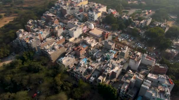 Widok Powietrza Indyjskiego Krajobrazu Miejskiego Tradycyjną Architekturą Dzień Podróże Azji — Wideo stockowe