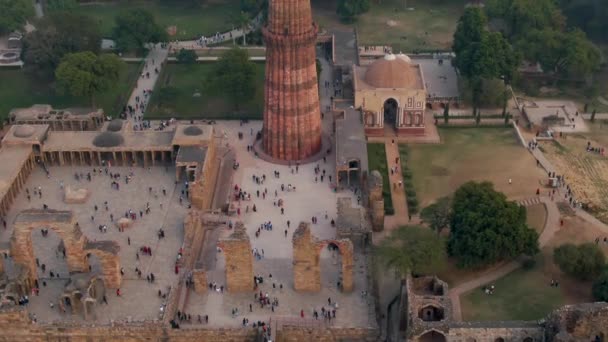 Qutb Minar Inde Delhi Vue Aérienne — Video