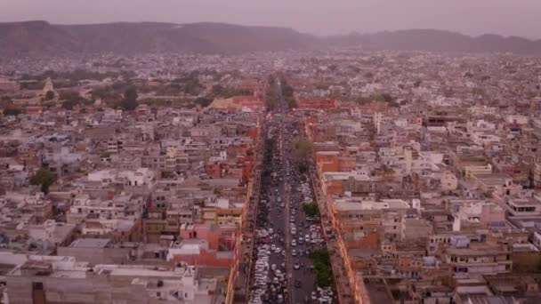 Vista Aerea Della Città Jaipur India Rajasthan Filmati Drone Aereo — Video Stock