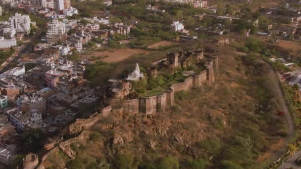 Jaipur Ινδία Moti Doongri Φρούριο Και Birla Mandir Εναέρια Χωρίς — Αρχείο Βίντεο