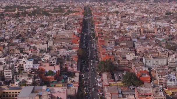 Flygfoto Över Jaipur Stad Indien Rajasthan Antenn Drönare Bilder — Stockvideo