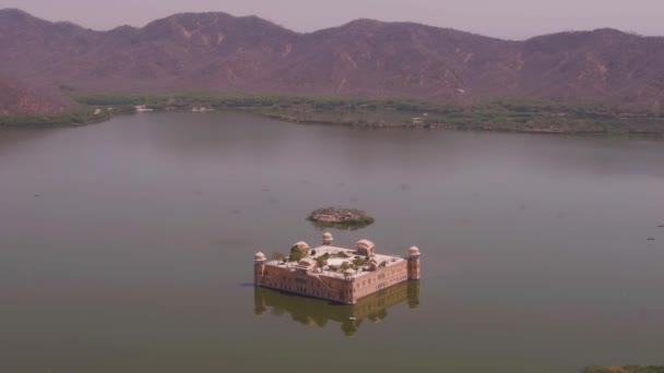Palácio Água Jal Mahal Jaipur Índia Imagens Drones Aéreos — Vídeo de Stock