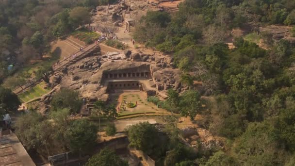 Udaygiri Höhlen Bhubaneswar Indien Drohnenaufnahmen Aus Der Luft — Stockvideo