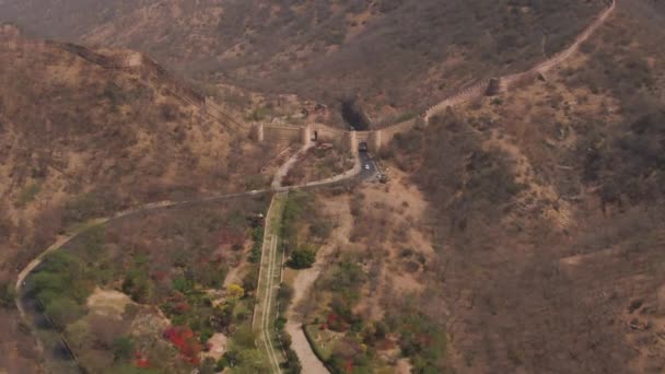 Jaigarh Fortification Wall Jaipur Aerial Drone — 图库视频影像