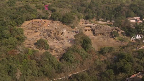 Jaskinie Udaygiri Bhubaneswar Indie Zdjęcia Dronów Powietrza — Wideo stockowe