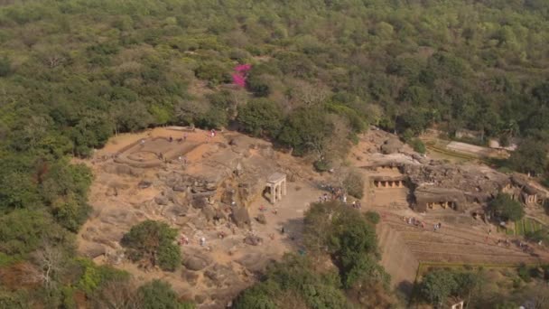 Udaygiri Jeskyně Bhubaneswar Indie Letecké Drone Záběry — Stock video