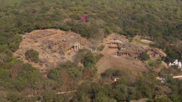 Udaygiri Jeskyně Bhubaneswar Indie Letecké Drone Záběry — Stock video