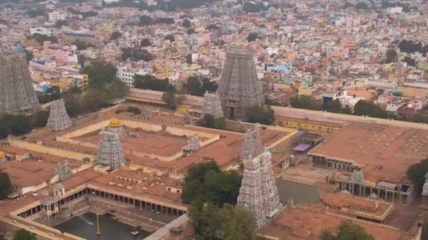 Güney Hindistan Kutsal Tapınağı Gopuram Srirangam Trichi Hindistan Hava Manzaralı — Stok video