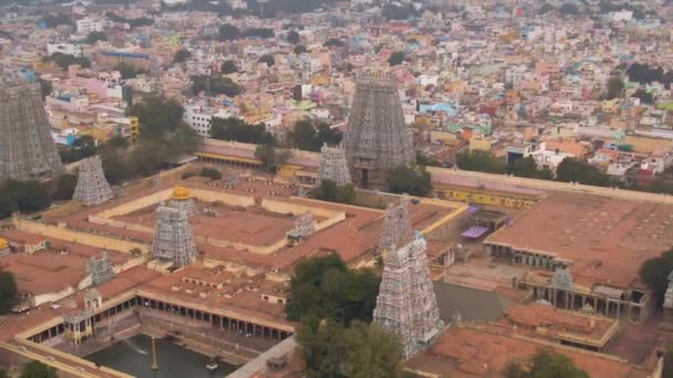 Південно Індійський Храм Гопурам Srirangam Trichi India Air View — стокове відео