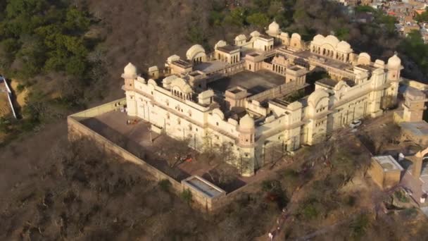 Вид Воздуха Храм Барсаны Индия Снимок Воздуха — стоковое видео