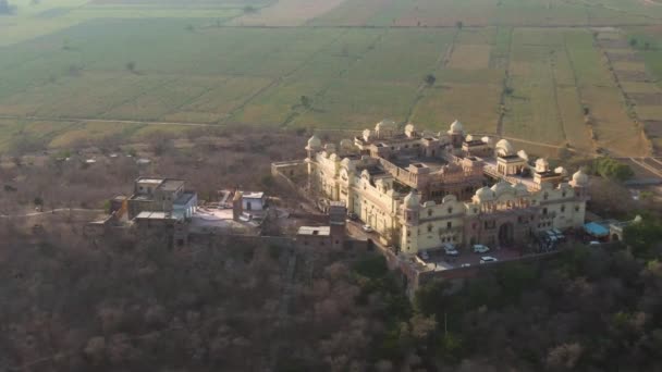 Aerial View Barsana Temple India Aerial Shot — Stock Video