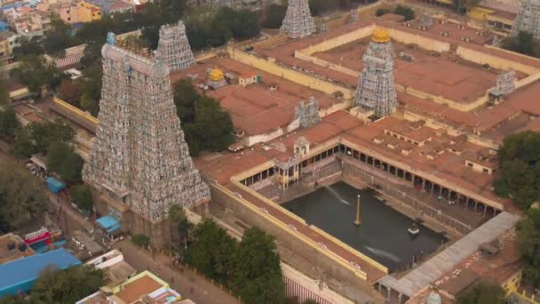 Südindien Heiliger Tempel Gopuram Bei Srirangam Trichi Indien Luftaufnahme — Stockvideo